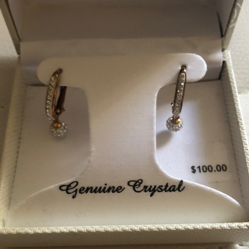 Elegant Gold and Silver Crystal Earrings